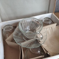 Glass set cup contains 5 pcs old stock ex warehouse sale