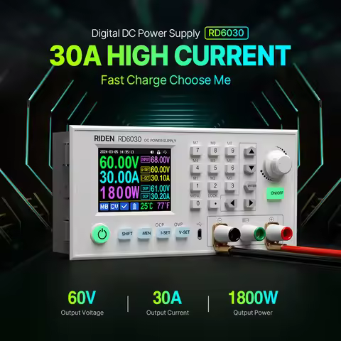 RD6030W 60V 30A DC Adjustable Step Down Voltage Bench Regulated DC Power Supply Buck Converter Batte