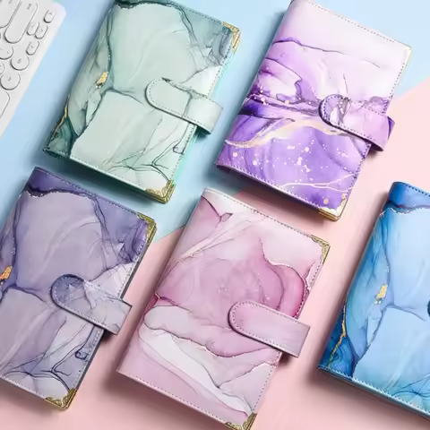 Gold-plated Marble Pattern. Cash Budget A6 Binder, Paired With An Eight Piece Set, Planner's Office 