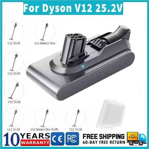 25.2V 6800mAh for Dyson V12 Battery Rechargeable Battery for Dyson SV20 SV34 SV35 Absolute V12 Fluff