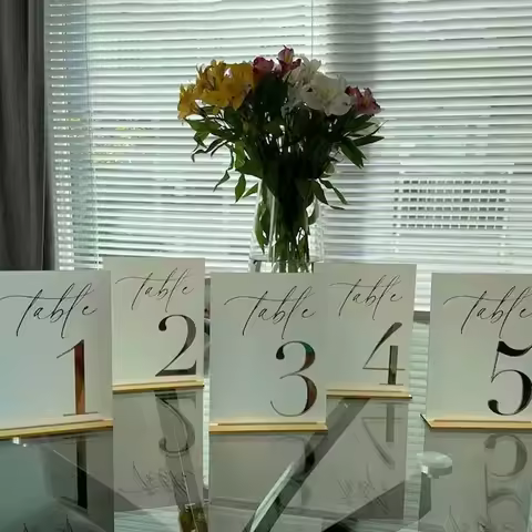 Frosted Gold Acrylic Table Numbers Custom Table Numbers Wedding Decoration Modern Wedding Signage Ta