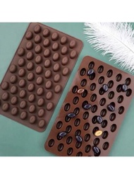 1入組55孔迷你咖啡豆巧克力糖果糖果軟糖蛋糕裝飾矽膠模，烘焙糕點工具