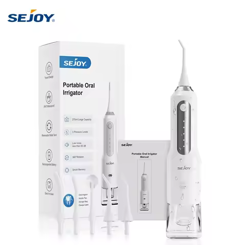 SEJOY Water Flosser 5 Modes Irrigator Dental Teeth Whitening strips Portable 230ML Tank 5 Jet Tips,P