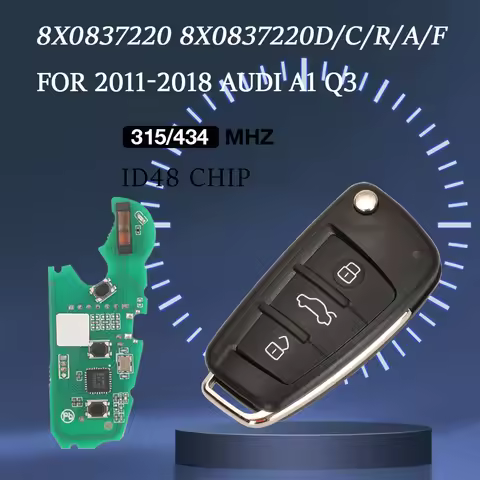 jingyuqin 3BTN 433/315MHZ ID48 Chip 8X0837220/8X0837220D Flip Remote Control Key Fob For Audi A1/Q3 