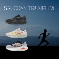 Saucony Jogging Shoes Triumph 21 Victory Road Running Men's Shock Absorber Rebound White Green All Black Gray Orange [ACS]