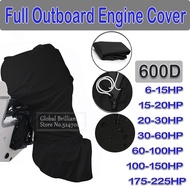 600D Boat Full Outboard Engine Motor Cover Protection Black For 6-225HP Motor Waterproof