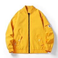 ZZOOI Yellow Bomber Jacket Men Spring and Autumn Casual Lightweight Jackets Youth Coats Pilot Jacket