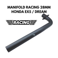 EXHAUST MANIFOLD RACING 28MM BLACK EXHAUST NECK RACING 28MM HONDA EX5 DREAM WAVE 100 MODENAS KRISS 1