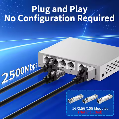 LIANGUO 5 Port 2.5GbE Ethernet Switch Unmanaged 2.5Gbps Network Switch 10Gb SFP+ Slot Home Lab Setup