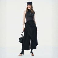 TUBYCATU BLACK FLOW WRAP TROUSERS Wide Leg Khaki Diagonal Pants