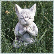(SZHA) Meditating Dog Statue Buddha French Bulldog Meditating Statue Meditating Bulldog Resin Orname