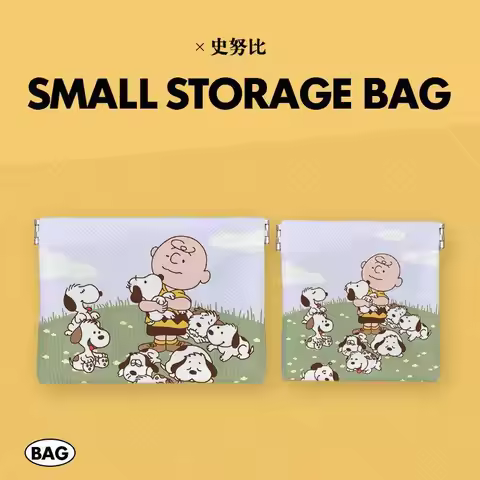 Kawaii Cartoon Snoopy Canvas Storage Pouch Zipper Closure Cosmetic Earphone Cable Charger Organizer 