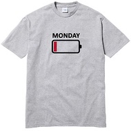 MONDAY BATTERY 短袖T恤 灰色 星期一電池電量沒電