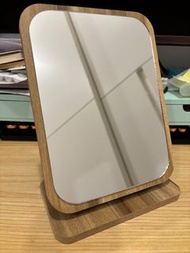 🔥急售🔥 [二手_9成新] 折疊木鏡 桌上型立鏡 可折疊 木頭色 鏡子 無原盒