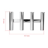 Stainless Steel Mirror Polished 4 Tube Clamp on Fishing Rod Holder For Boat Rack Marine Hardware Acc