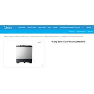 MIDEA SEMI AUTO 11KG 13KG 15KG Twin Tub Washer MT100W110  MT100W130 MT100W150