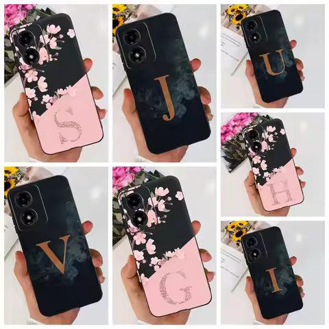 For Motorola Moto G04 6.56" Case Fashion Letter Luxury Flower TPU Soft Silicone Cover For Motorola M