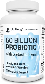 Dr. Berg Nutritionals Dr. Berg 60 Billion Probiotic Supplement for Men &amp; Women’s Gut Health – Pre and Probiotics for Digestive Health – Probiotics for Men Digestive Health - 30 Probiotic Capsules
