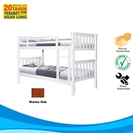 KLSB Katil Kayu 2 Tingkat Colour Oak/ Bingkai Katil / Wood Double Decker Bed / Bed Frame