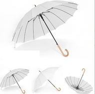 全城熱賣 - 晴雨兩用傘(白色-純色木彎柄)(16骨長桿款)