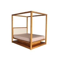 Minimalist Solid Teak Wood Floating Platform Poster Queen Bessie Bed Frame Scandinavian