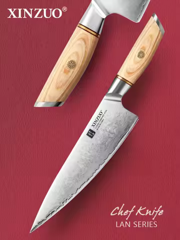 XINZUO 8.5 Inches / 26.64cm Chef Knife 10Cr15CoMoV Steel Core High Quality Japanese Style Pakkawood 