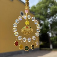 Lingyin New Lucky Bag Five Directions God of Wealth Car Hanging Ornament Multicolored Crystal Peace 