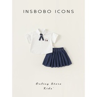 INSbobo Girls' Suits Preppy Style Children's Summer Clothes 2026 New Style Sisters Clothes Fashion W