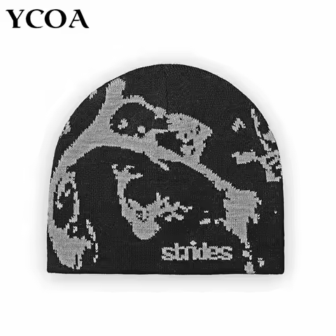 Women Beanie Strides Splatter Goth Korean Wnter Knit Vintage Y2k Hats Streetwear Wool Caps Fashion A