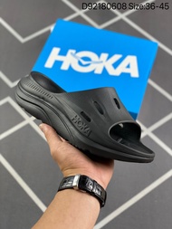 【With Box】Legit Original HOKA ONE ONE ORA Recovery Slide 3 Unisex Sports Slips Cushioning and anti slip Sport Sandals Men and Women Durable lightweight and comfortable sports sandals black