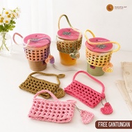 [READY] Knitted Cup Holder, Drink Cup Holder, Cup Holder Sleeve, Knitted Drink Bag, Knitted Cup Slee