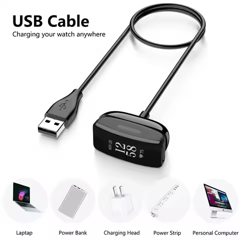 100cm 50cm USB Charger Cable For Fitbit inspire 2/ACE 3 Charging Cable Cord Clip Dock For Fitbit Ins