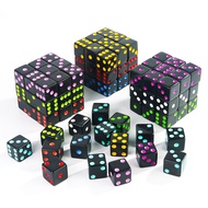 10pcs Black Square Corner Dice 16mm D6 Colored Point Dice for Board Game Accessories