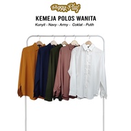 KEMEJA Women's Plain Shirts Big Size XL XXL 3XL 4XL 5XL 6XL 7XL Long Sleeve Office Work Shirts