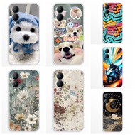 For Vivo Y17s Soft Case Cute Puppy Pattern Shockproof Soft TPU Clear Slim Silicone Phone Casing For 