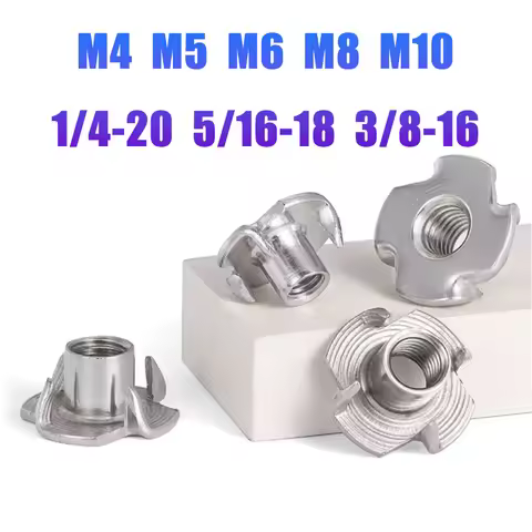 M4 M5 M6 M8 M10 1/4-20 5/16-18 3/8-16 304 Stainless Steel Four Claws Prongs Knock in Wood Captive Nu