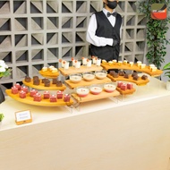 INPI HOUSE Display Stand, Riser - Stacking Rack, Exhibition Display - Curved Corner - Wood + Acrylic