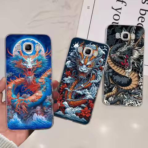 For Samsung Galaxy J7 2016 2017 Phone Case Soft TPU Silicone Fundas Dragon Luxury Painting Capa For 