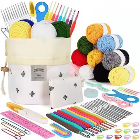 Crochet Kit for Beginners, 62 PCS Crocheting Kit Beginner, Crochet Starter Set with Crochet Yarn for