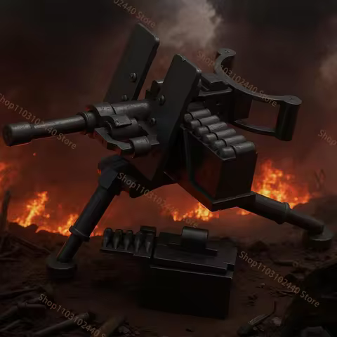 WW2 Military Weapon M2 Heavy Machine Gun Building Blocks Set, DIY Machine Gun & Cannon Models, MOC A