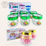 MITATT 6pcs Kaca Balang Kuih Raya | Bekas Kuih Raya Sets | Storage Bottles | Cookies Container Set | Glass Canister Jar