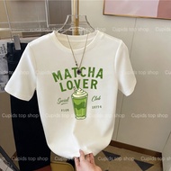 【220G 100%Cotton T-shirt】 UT Vintage Matcha Beverage Typology Graphic Women Casual Streetwear Loose