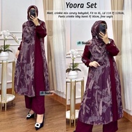 Latest Soft & Thick Muslim Clothes SL Aziza culottes set, yoora 3 in 1 pashmina set (READY)