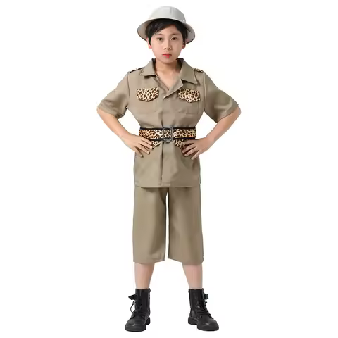 Boys Zoo Keeper Safari Explorer Patrol Costume For Kids Fancy-dress Career Day Halloween Carnival Pa