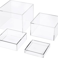 4 Transparent Acrylic Box Cube Display Buffet Embedded Riser Hollow Bottom Transparent