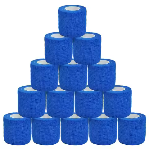 Blue 4.8-meter sports self-adhesive elastic bandage breathable sports wrap bandage for wrist and ank