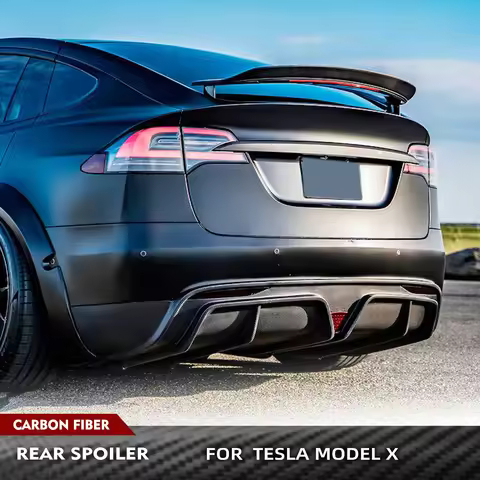 Car RearTrunk Carbon Fiber Spoiler for Tesla Model X 2016-2022 75D 90D P90D 100D P100D Rear Boot Lid