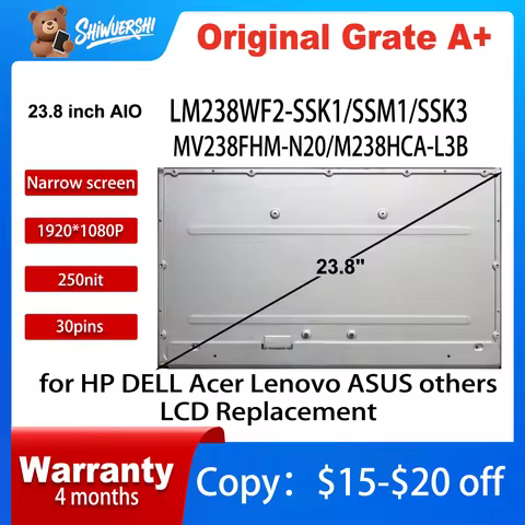 Original New A+ 23.8 Inch LCD Screen LM238WF2 SSQ1 SSK1 SSM1 SSK3 SST3 MV238FHM N20 M238HCA L3B Repl