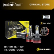 AMERICA SOUND 55W 6000K LED HEADLIGHTS - H4/H19,H7/H18,H11,9005/9006