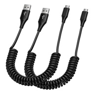 USB C to USB Cable,Android Auto 3ft+5ft Coiled Cable for Car Retractable Fast Charging Cord Type C f